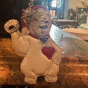 NWT Brighton Polar Bear Leather Key Fob 3 1/2H 2W